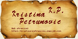 Kristina Petrunović vizit kartica